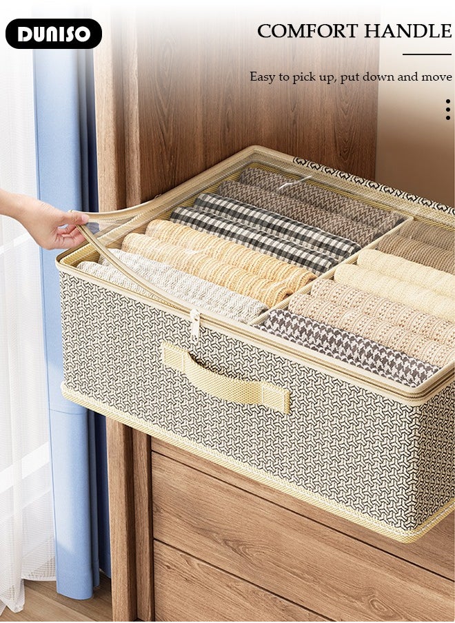 DUNISO Foldable Closet Storage Organizer,Wardrobe Clothes Organizer with Steel Ring Support, Washable Closet Storage Boxes with Carrying Handles,Home Bedroom Office Cupboard Storage Basket & Storage Bins for Clothes,Jeans,Pants,Sweaters,Dress,Toys  - Image 5