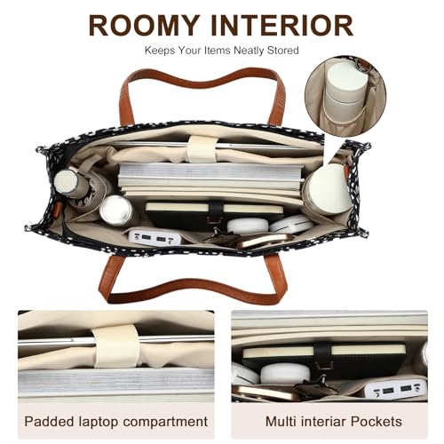 BTOOP Laptop Tote Bag for Women Work 15.6 inch Canvas Shoulder Bags Computer Messenger Purse Teacher Handbag Office Briefcase - Image 3