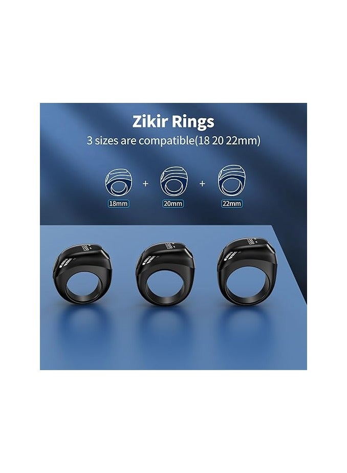 ACHAS Smart Tasbih Zikr Ring, 18mm 20mm 22mm, Rechargeable Zikr Ring, Ring Count Reminder, Muslim Prayer Timing Reminder, LED Display, Tasbih Counter - Image 5