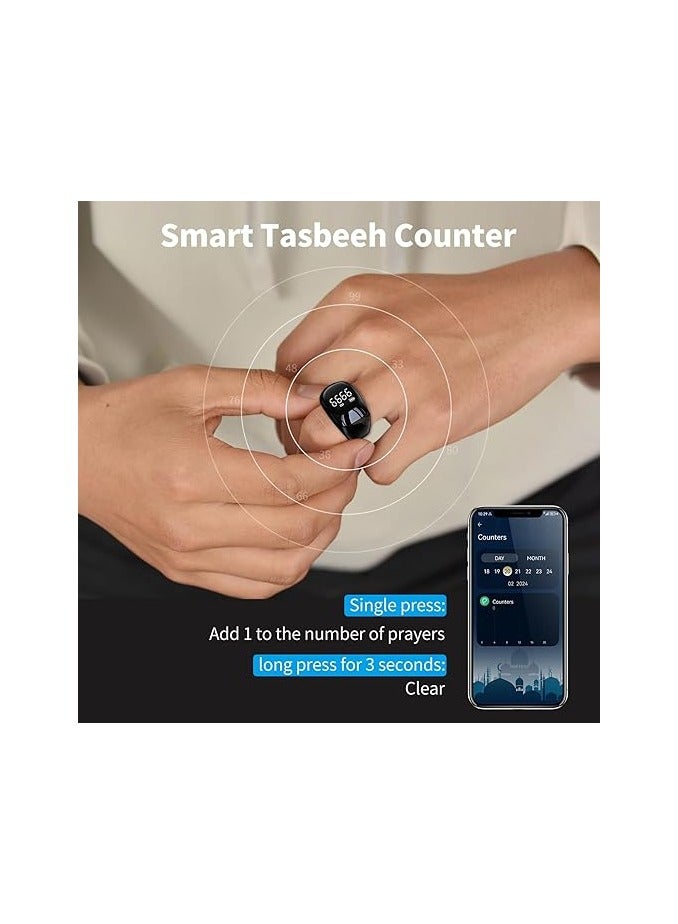 ACHAS Smart Tasbih Zikr Ring, 18mm 20mm 22mm, Rechargeable Zikr Ring, Ring Count Reminder, Muslim Prayer Timing Reminder, LED Display, Tasbih Counter - Image 4