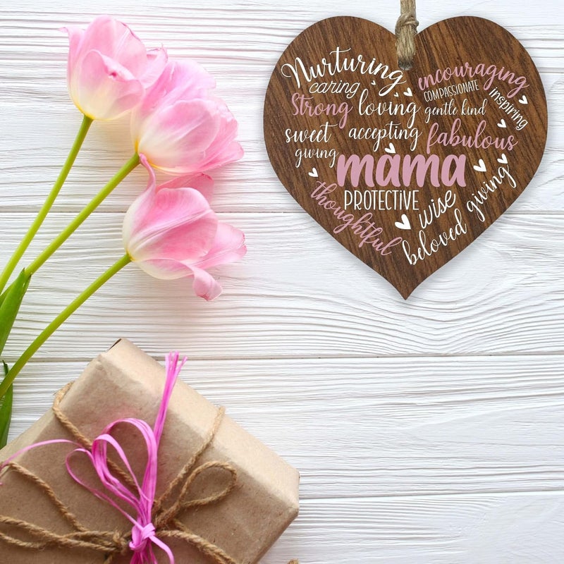Stuff4 Mama Birthday Gifts Wooden Heart Plaque Dark Wood Sign Mothers Day Gifts for Her Worlds Best Mama Hanging Wood Heart Mama Mother Presents For Mama on Her Birthday - Image 5
