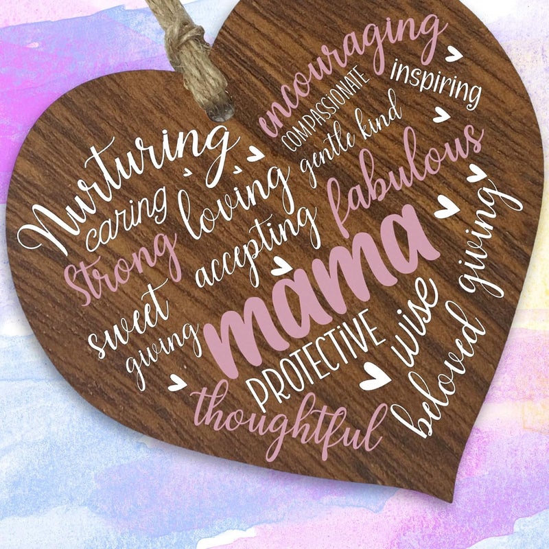 Stuff4 Mama Birthday Gifts Wooden Heart Plaque Dark Wood Sign Mothers Day Gifts for Her Worlds Best Mama Hanging Wood Heart Mama Mother Presents For Mama on Her Birthday - Image 2