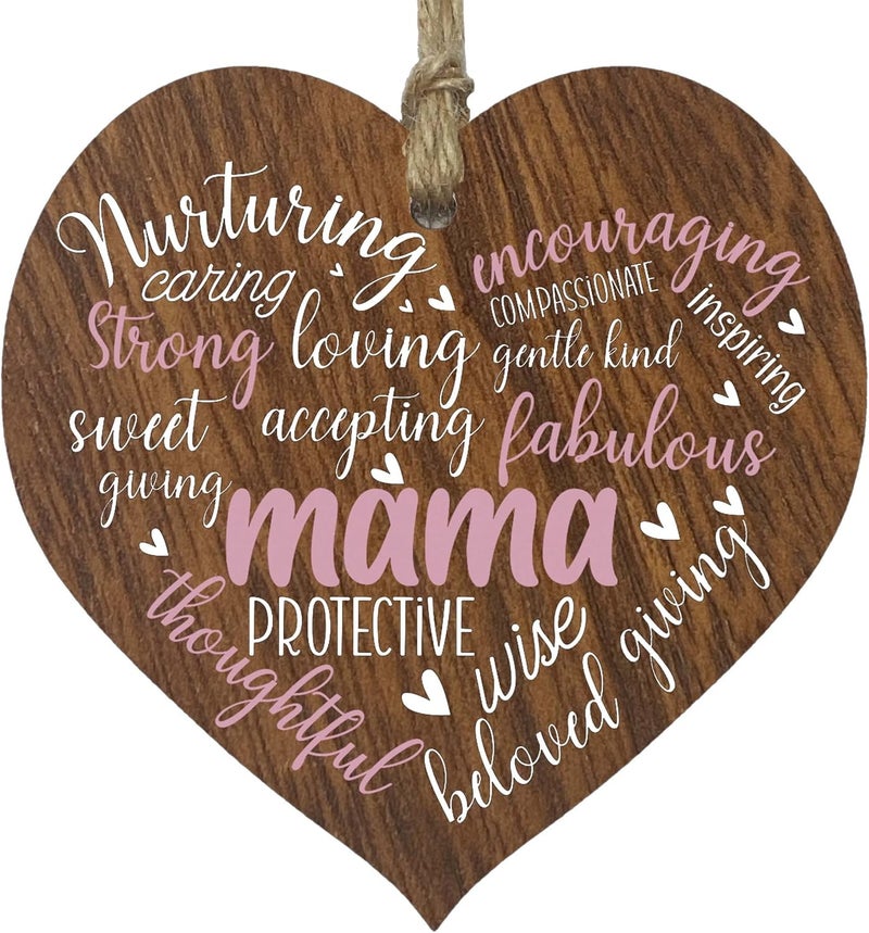 Stuff4 Mama Birthday Gifts Wooden Heart Plaque Dark Wood Sign Mothers Day Gifts for Her Worlds Best Mama Hanging Wood Heart Mama Mother Presents For Mama on Her Birthday - Image 1