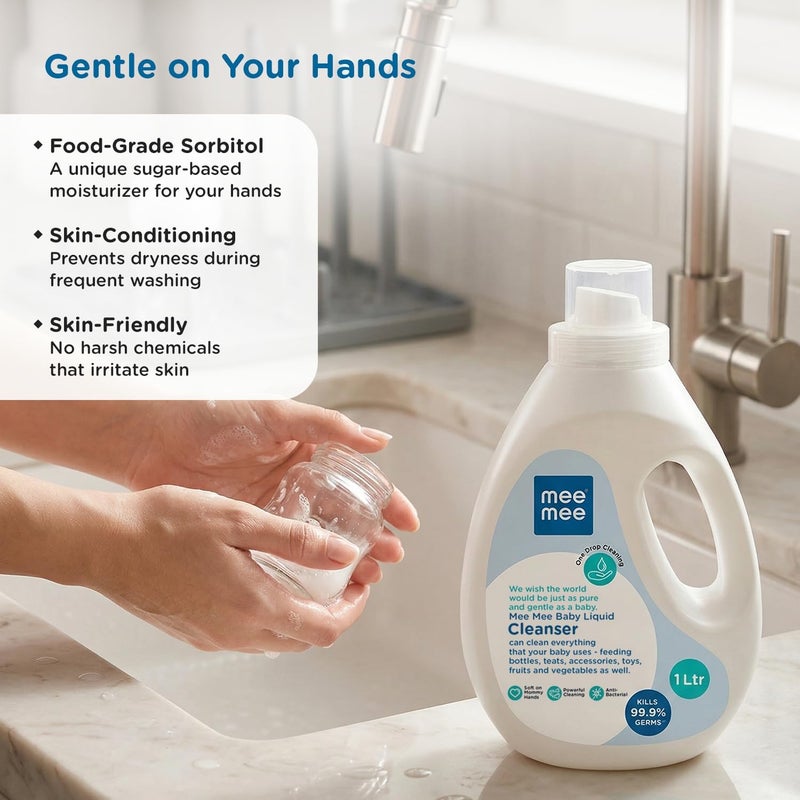 Mee Mee Baby Liquid Cleanser 1000ml - Anti-Bacterial, Kills 99.9% Germs, Alcohol-Free - Image 4