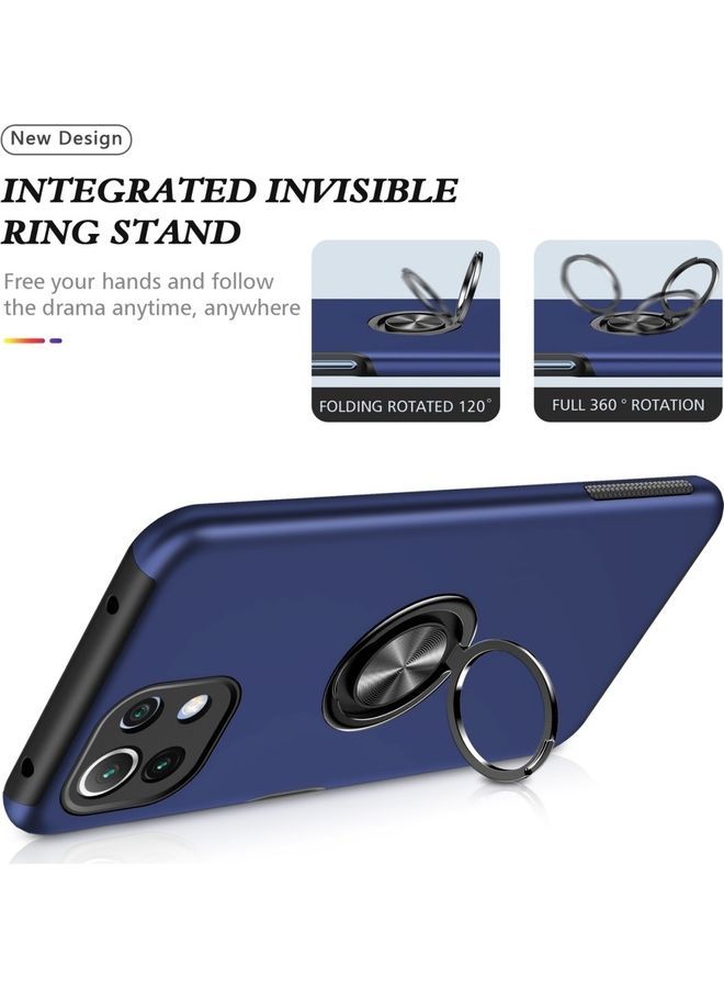 نيبمينينت Protective Case Cover With Invisible Magnetic Ring Kickstand For Xiaomi 11 Lite Blue - Image 2