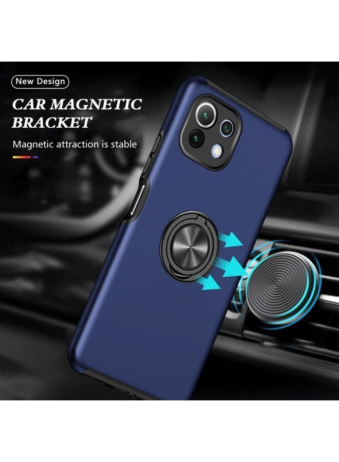 نيبمينينت Protective Case Cover With Invisible Magnetic Ring Kickstand For Xiaomi 11 Lite Blue - Image 3