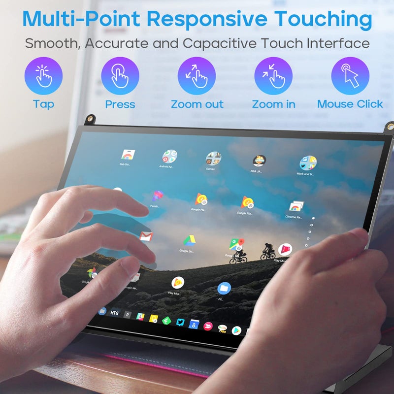 ROADOM Raspberry Pi Screen, 10.1’’ Touchscreen Monitor, IPS FHD 1024×600,Responsive and Smooth Touch,Dual Built-in Speakers,HDMI Input,Compatible with Raspberry Pi 5/4/3/Zero,Easy Assembly,Driver Free - Image 5