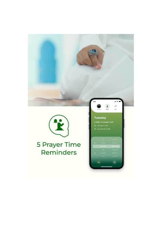 iQIBLA UMEOX iQIBLA Smart Zikr Ring Lite Black 22 MM - Image 3