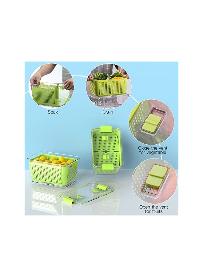 PROMASS Fresh Container, 3PACK Produce Saver Container BPA Free Fridge Organizer for Vegetable Fruit and Salad Partitioned Food Storage Container with Vents Stay Fresh Containers Not Dishwashers Safe - Image 5