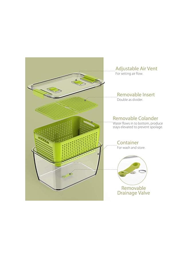 PROMASS Fresh Container, 3PACK Produce Saver Container BPA Free Fridge Organizer for Vegetable Fruit and Salad Partitioned Food Storage Container with Vents Stay Fresh Containers Not Dishwashers Safe - Image 4