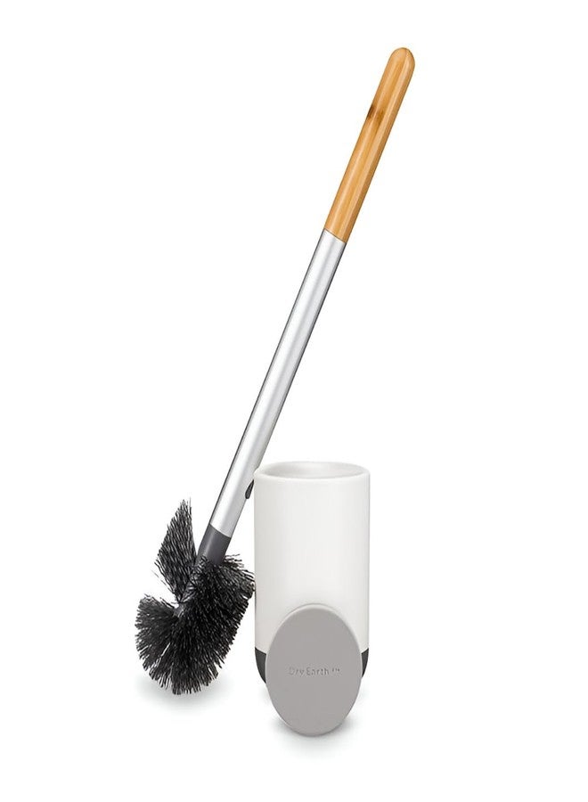 Full Circle Scrub Queen, Bathroom Toilet Brush with Ceramic Holder and Diatomaceous Earth Disk for Mold & Mildew Prevention, More Hygenic Toilet Cleaning Scrubber, Replaceable Head, White - Image 1