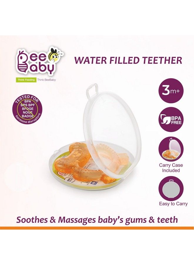 Beebaby Frog Shape Teethers For 6 To 12 Months Bpa Free. Cooling Water Filled Baby Teether Soft Teething Toy For Babies With Carry Case Soothes Gums And Easy To Grip (6 Months+) (Frog Orange) - Image 3