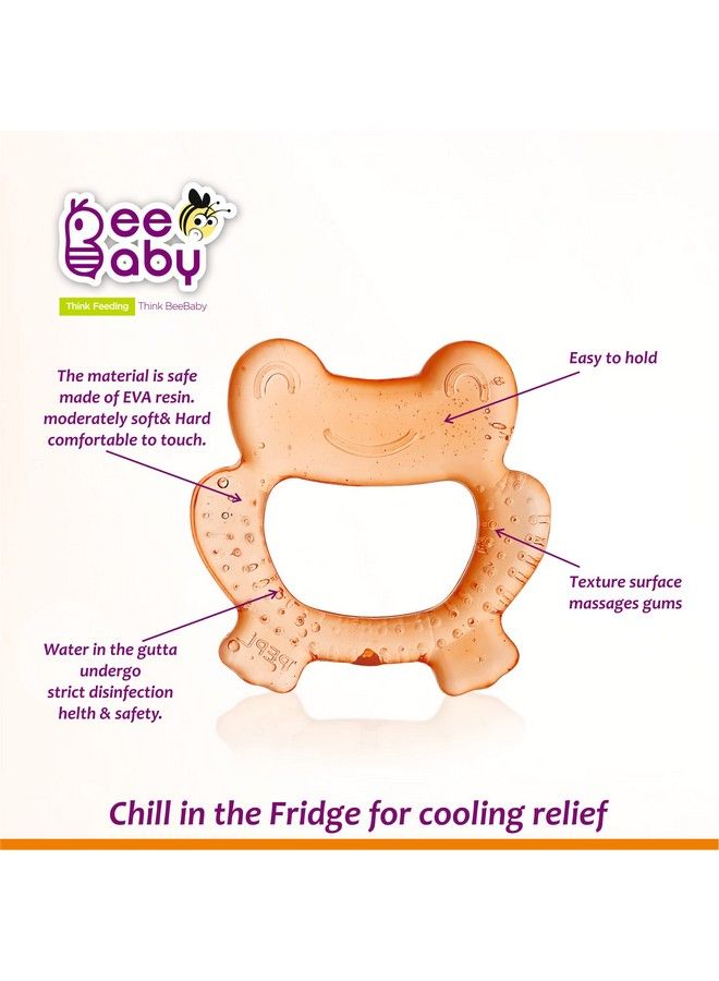 Beebaby Frog Shape Teethers For 6 To 12 Months Bpa Free. Cooling Water Filled Baby Teether Soft Teething Toy For Babies With Carry Case Soothes Gums And Easy To Grip (6 Months+) (Frog Orange) - Image 5