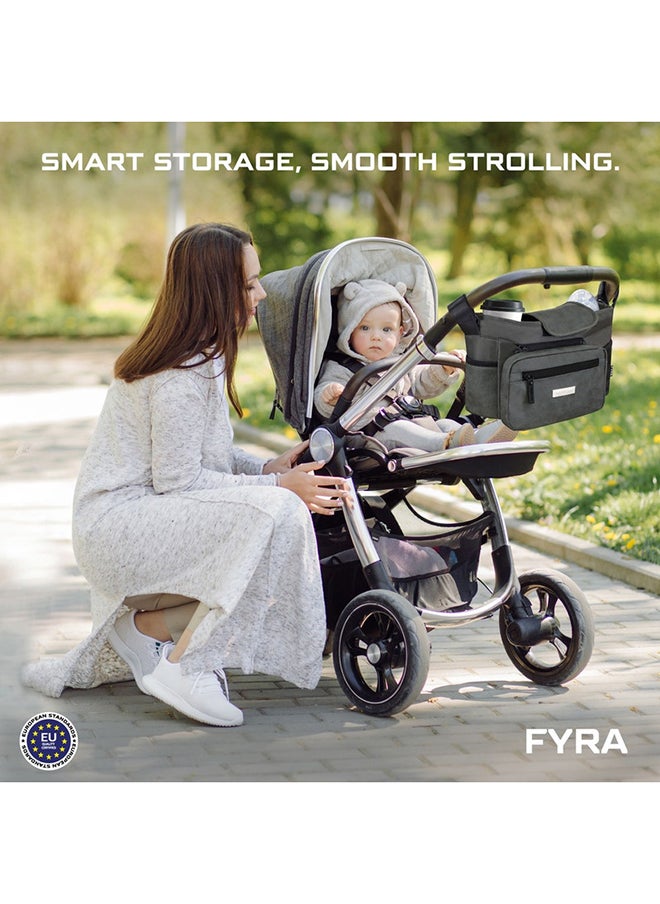neobreez FYRA Universal Baby Stroller Organizer|Baby Stroller Caddy Hanging Bag with Insulated  Cup Holder, Bottle Holders|Phone Pocket |Fits For All Strollers|Pram Buggy Pushchair Organizer Bag  - Image 4
