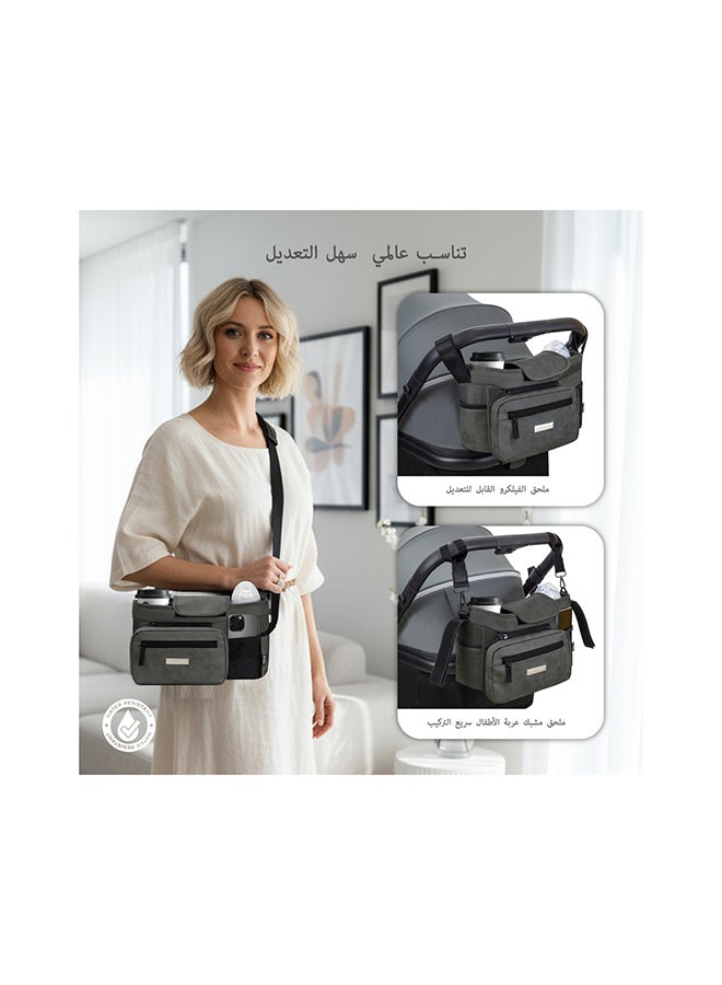 neobreez FYRA Universal Baby Stroller Organizer|Baby Stroller Caddy Hanging Travel Stroller Bag with Insulated  Cup Holder,  Bottle Holders|Phone Pocket |Fits All Strollers|Pram Buggy Pushchair Organizer Bag - Image 4