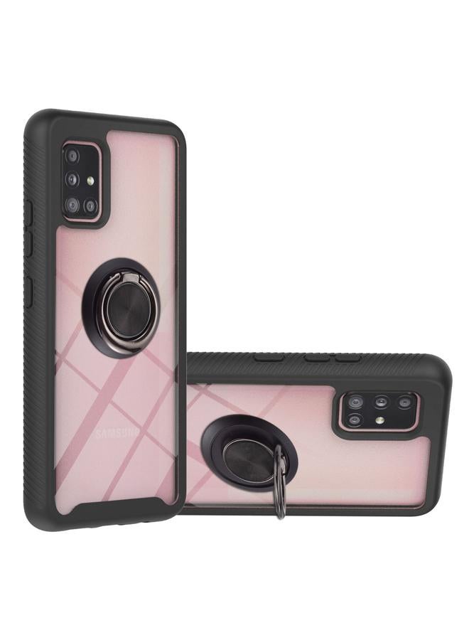 erorex Case For Samsung Galaxy A71 / A715 Starry Sky Solid Color Series Shockproof PC + TPU Protective Case with Ring Holder & Magnetic Function - Image 1