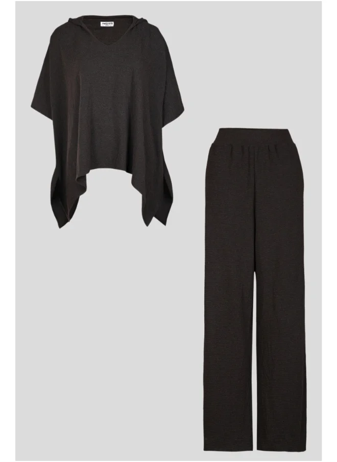 نسيسيرا Relaxed Mocha Kaftan Hoodie Set
