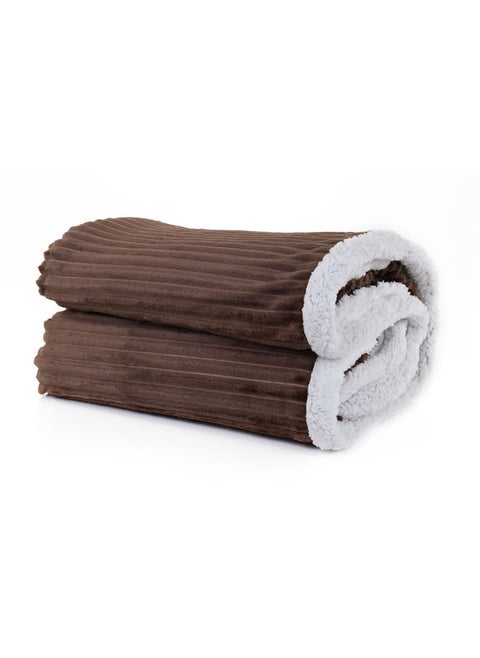 Sherpa & Strip Flannel Brown 200183 size 220x180cm