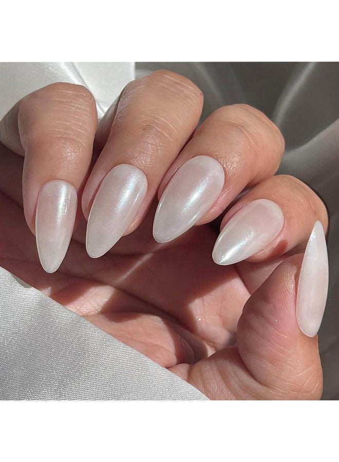 Pretty Diva Prettydiva Pearl Chrome Powder, 2Pc Super Glossy Mirror Effect White Pearl Chrome Nail Powder Pearl Magic White Moonlight Powder For Nails - Image 3