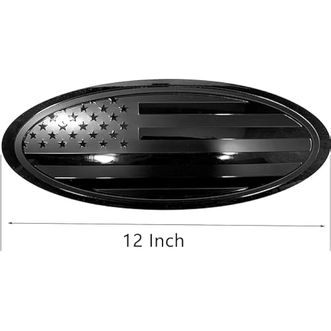rayihni 12 Inch Emblem Overlay Replacement For Ford F250 F350 Super Duty Front Grille Tailgate Rear Aluminum Overlay American Black Flag Emblem Sticker 12 Black - Image 2