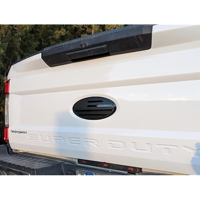 rayihni 12 Inch Emblem Overlay Replacement For Ford F250 F350 Super Duty Front Grille Tailgate Rear Aluminum Overlay American Black Flag Emblem Sticker 12 Black - Image 5