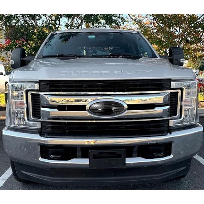 rayihni 12 Inch Emblem Overlay Replacement For Ford F250 F350 Super Duty Front Grille Tailgate Rear Aluminum Overlay American Black Flag Emblem Sticker 12 Black - Image 3