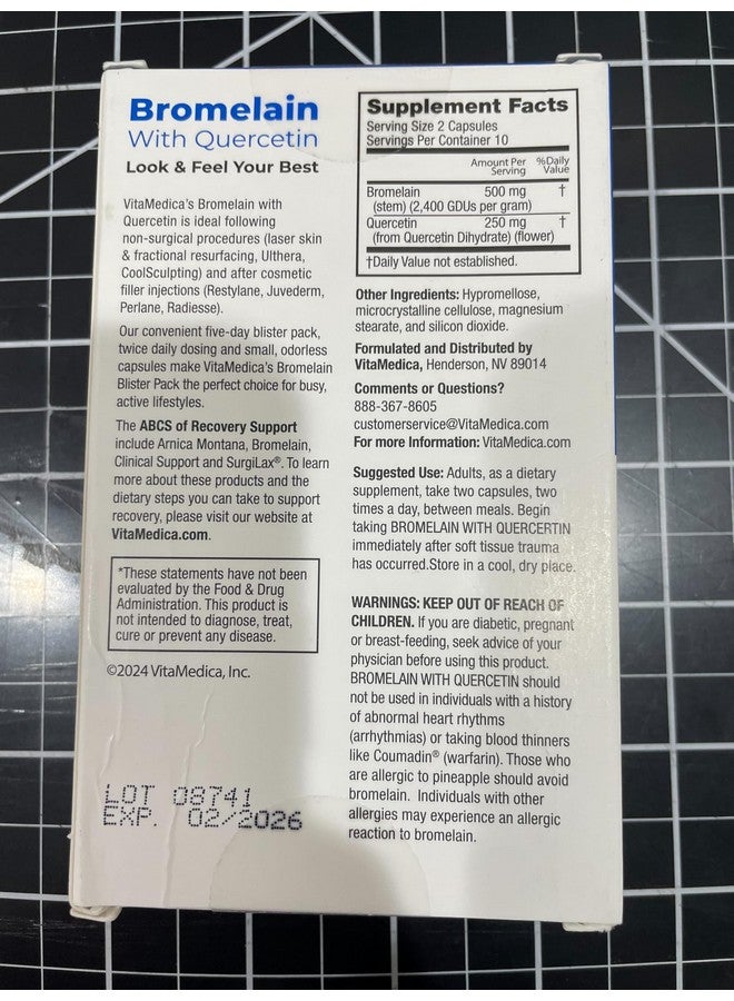 VitaMedica | Arnica Gel and Bromelain with Quercetin Bundle | Arnica Gel | Bromelain Blister Pack | Quercetin | Recovery Bundle | Plant Based | Made in USA - Image 3