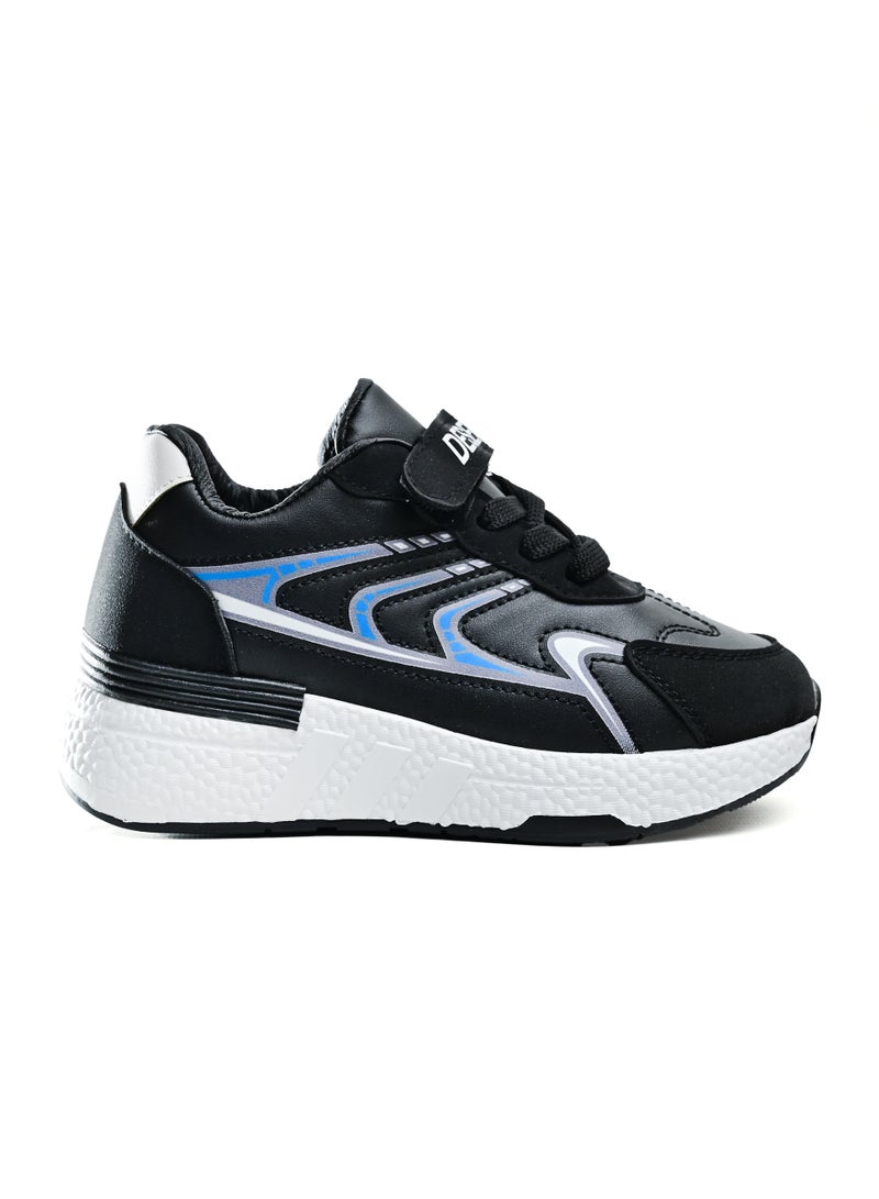 Desert Kid's Leather Fashion Sneakers – Side Colored Design - Image 1