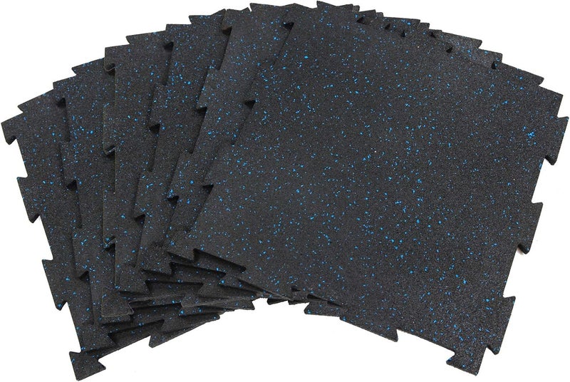 RevTime 6 قطع بلاط أرضية مطاطية فاخرة 20"x20"x3/8"، بسماكة 10 مم من مطاط SBR و EPDM لأرضية صالة الألعاب الرياضية المنزلية، أرضية اللياقة البدنية، حصائر معدات التمارين وأرضيات المرآب (17 قدم مربع) - Image 1