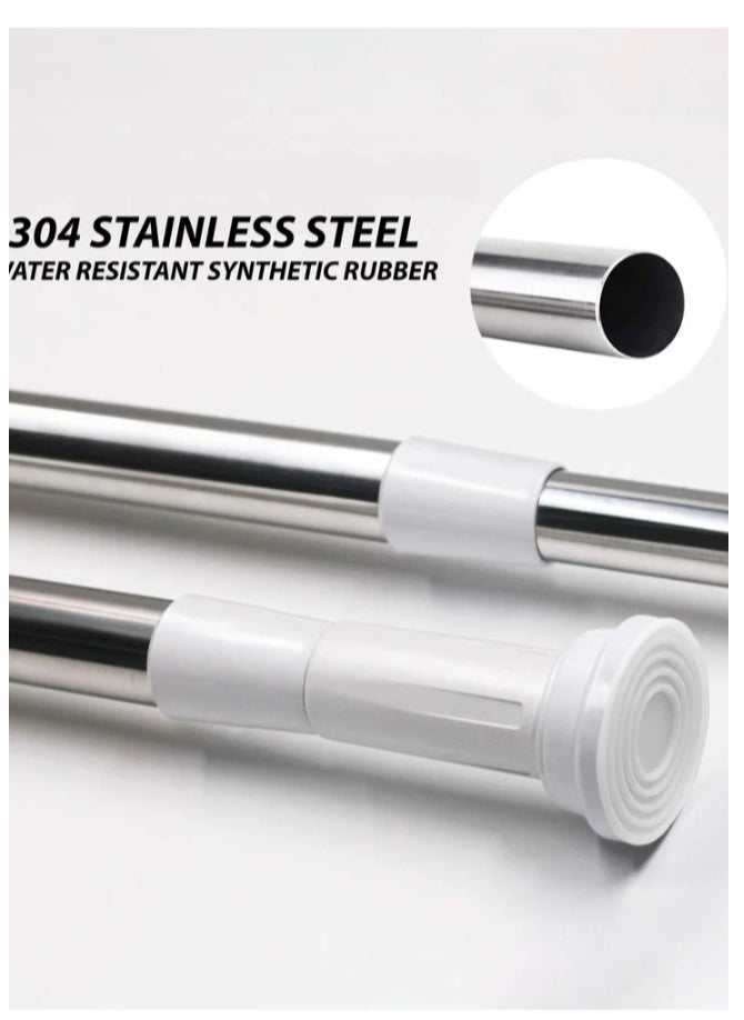 Shopping Point Adjustable Telescopic Curtain Rod Rust-Resistant Aluminum 140-260cm Extendable Non-Slip Tension Rod for Shower Closet Balcony & Living Room No Drilling Required  - Image 3