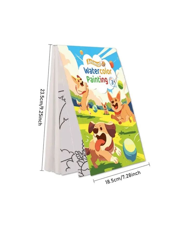 Mess Free Watercolor Painting Book For Kids With Ocean Animal Coloring Pages And 2 Brushes - Image 4