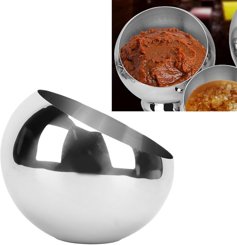 Sorandy Slanted Serving Bowl, 304 Stainless Steel Angled Condiment Bowl Multifunctional Seasoning Bowl with Slanted Mouth Design for Kitchen Dining Restaurant (Large Size No Base) - Image 3