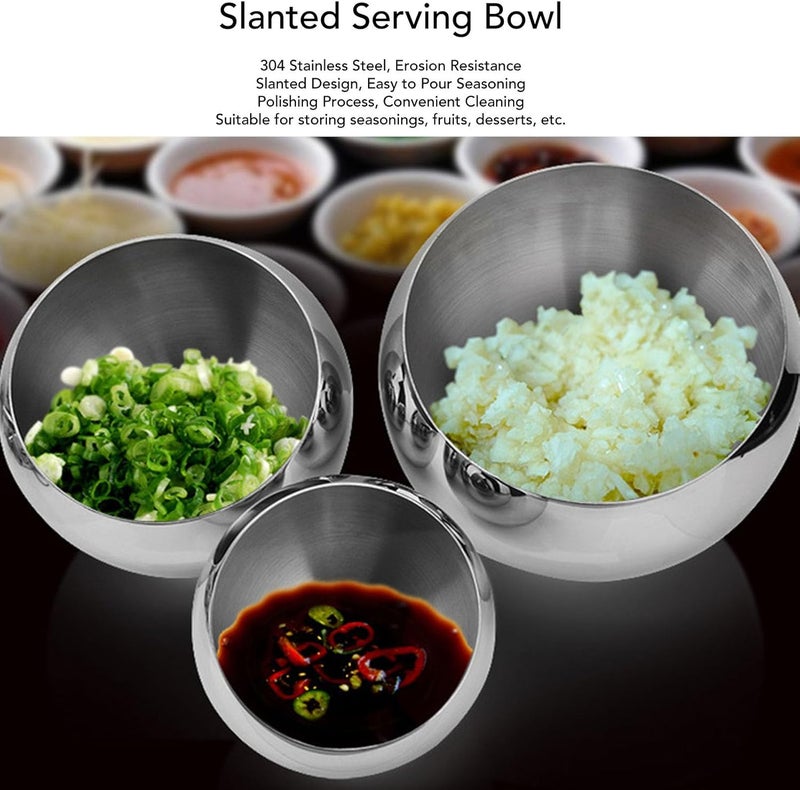 Sorandy Slanted Serving Bowl, 304 Stainless Steel Angled Condiment Bowl Multifunctional Seasoning Bowl with Slanted Mouth Design for Kitchen Dining Restaurant (Large Size No Base) - Image 2
