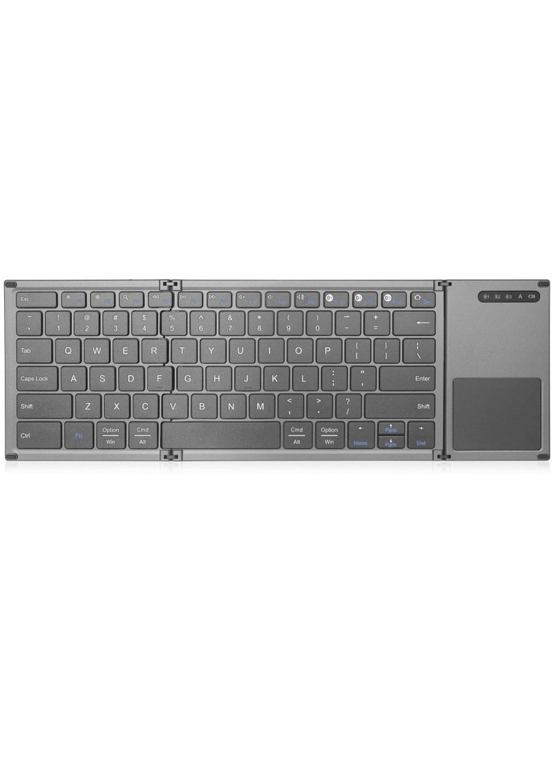 B066S Foldable Bluetooth-Compatible Mini Keyboard Portable Wireless Keypad with Touchpad for iOS/Android/Windows Tablet Acces