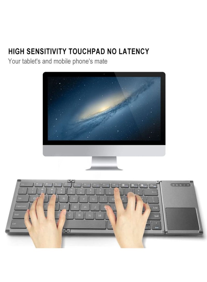 B066S Foldable Bluetooth-Compatible Mini Keyboard Portable Wireless Keypad with Touchpad for iOS/Android/Windows Tablet Acces