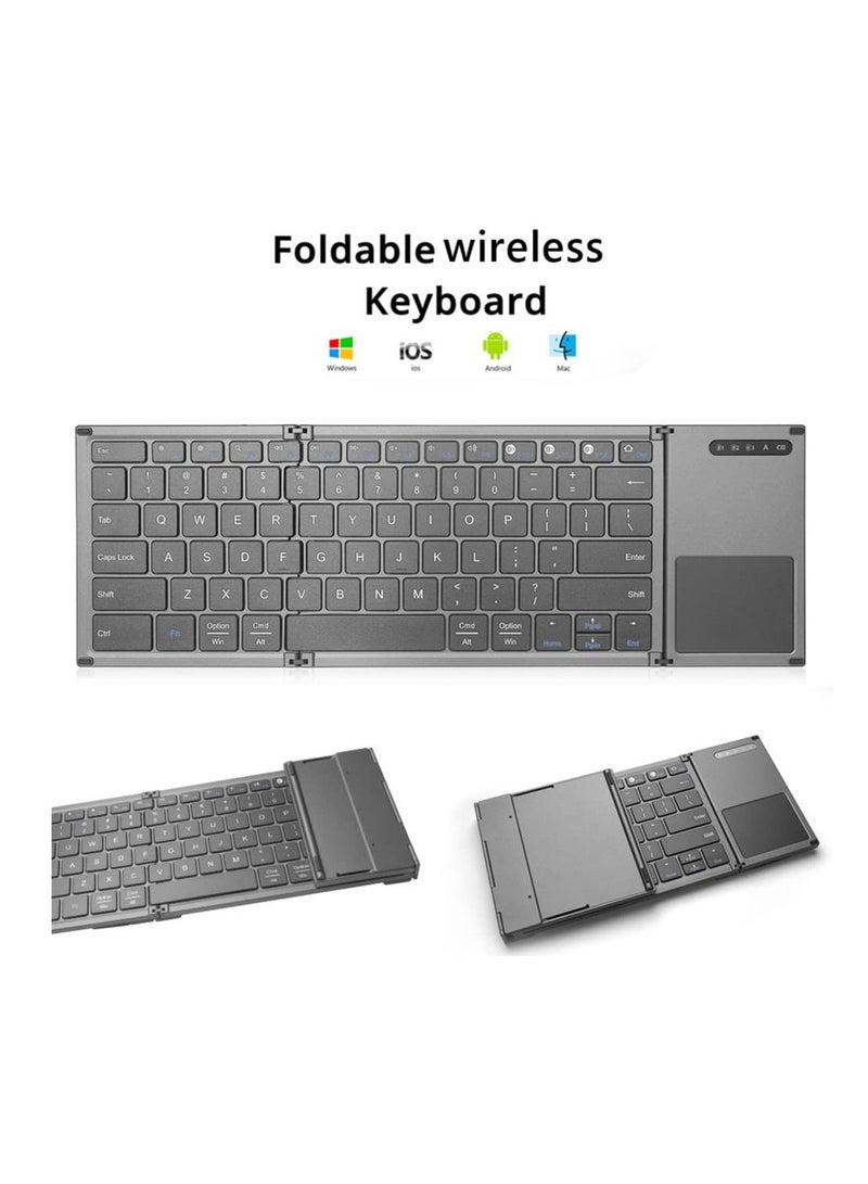 B066S Foldable Bluetooth-Compatible Mini Keyboard Portable Wireless Keypad with Touchpad for iOS/Android/Windows Tablet Acces