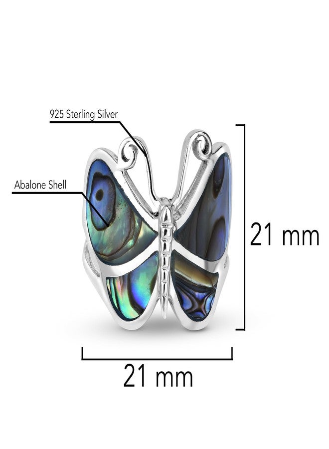 AeraVida Captivating Butterfly Motif Rainbow Abalone Statement .925 Sterling Silver Ring | Cute Wedding Rings For Women | Casual Comfort Fit Silver Rings for Women | Gift for Daughter | Ring Size (8) - Image 5