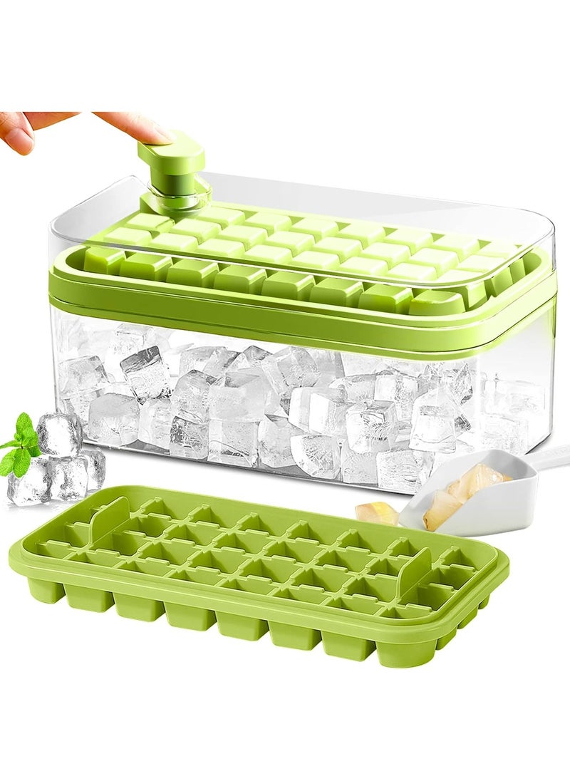Generic Ice Cube Tray with Lid and Bin, 2 Pack for Freezer, 64 Pcs Ice Cube Mold (Green)  - Image 1