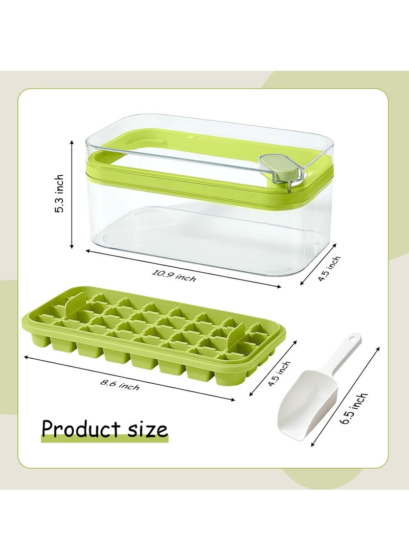 Generic Ice Cube Tray with Lid and Bin, 2 Pack for Freezer, 64 Pcs Ice Cube Mold (Green)  - Image 2