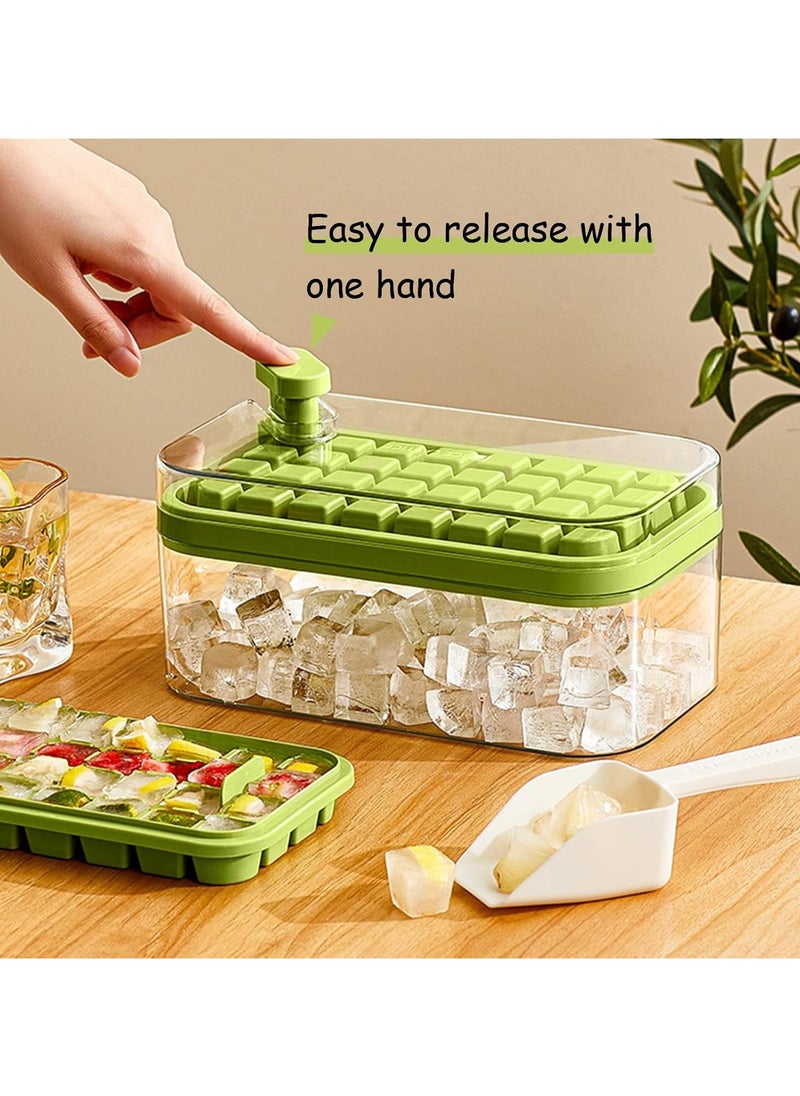 Generic Ice Cube Tray with Lid and Bin, 2 Pack for Freezer, 64 Pcs Ice Cube Mold (Green)  - Image 4