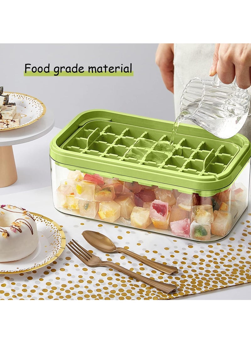 Generic - Ice Cube Tray with Lid and Bin, 2 Pack for Freezer, 64 Pcs Ice Cube Mold (Green) - Image 1