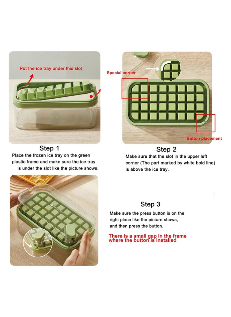 Generic - Ice Cube Tray with Lid and Bin, 2 Pack for Freezer, 64 Pcs Ice Cube Mold (Green) - Image 1