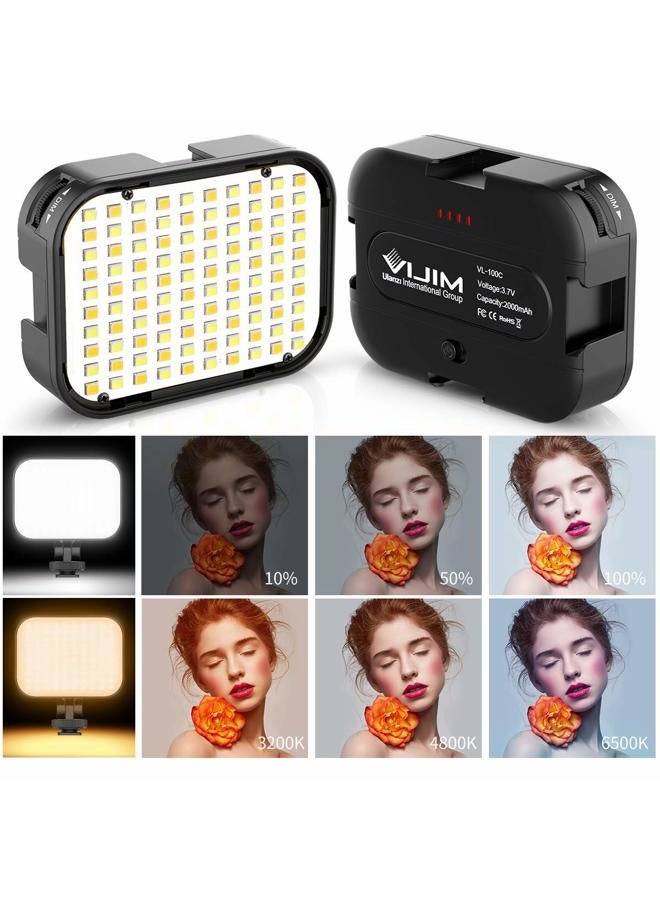 VIJIM VL100C Bi-Color LED Video Light on Camera With Adjustable Stand, Mini Rechargeable 2000mAh Camera Light, CRI95+ Dimmable 2500-6500K Ultra Bright Photo and Video Lighting, Fill Lamp - Image 2