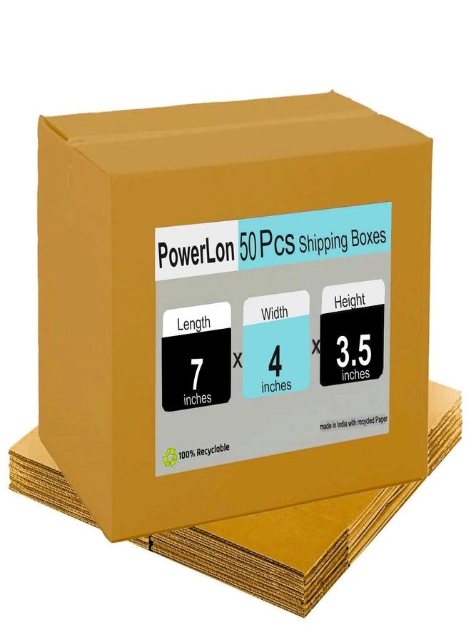 Powerlon® Corrugated Boxes, 7X4X3.5 Inches, Brown - (Pack of 50) - Image 1