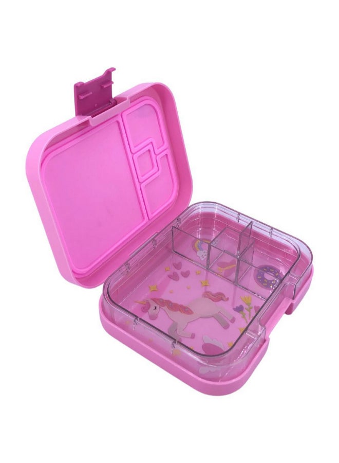 TINY WHEEL 4-Compartment Unicorn Theme Bento Lunch Box for Kids Pink 4 x 20 x 16 cm 9845 - Image 1