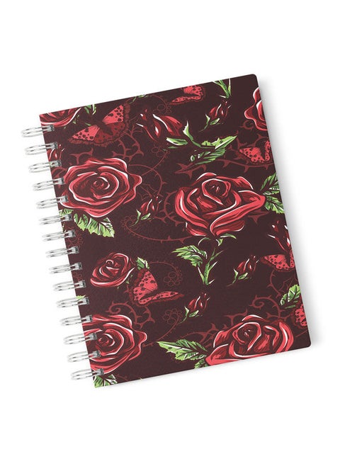 Dark Rose Pattern A4 Spiral Notebook Rose Print