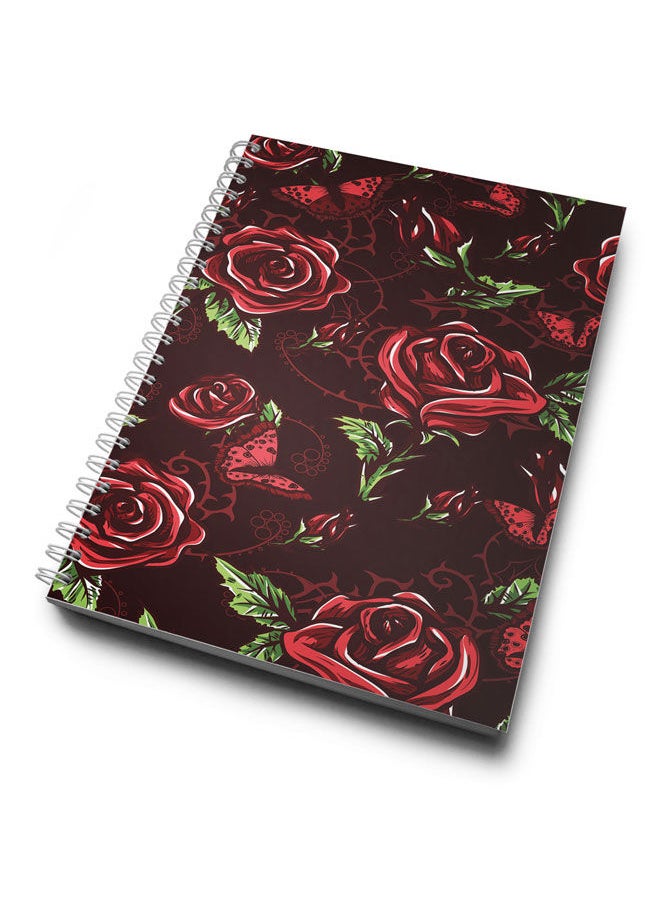 Dark Rose Pattern A4 Spiral Notebook Rose Print