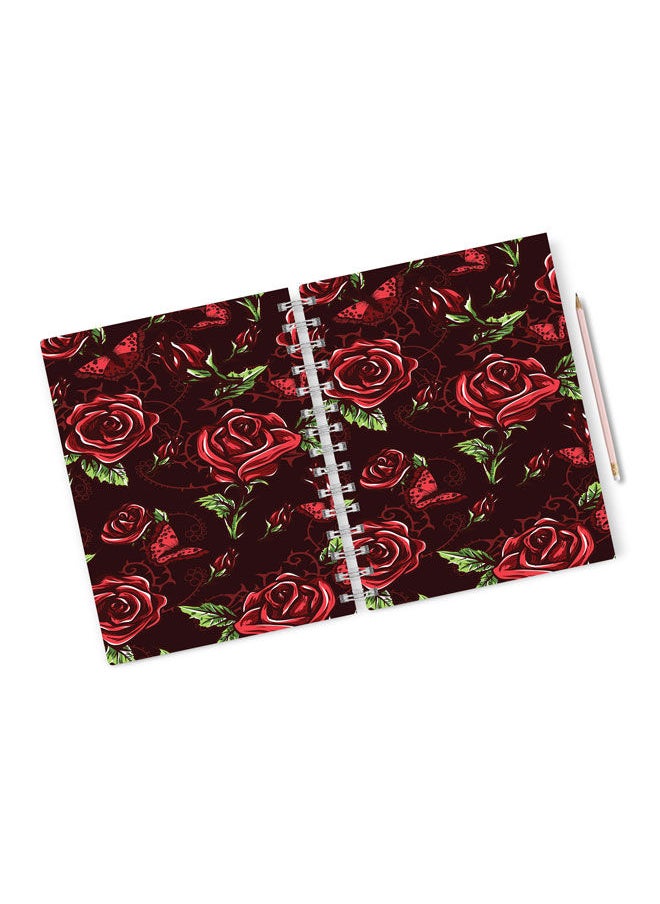 Dark Rose Pattern A4 Spiral Notebook Rose Print