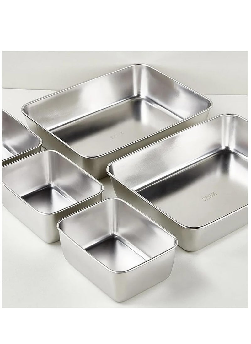 Blueland Crisper Boxes with Lid, Portable Food Container, Fridge Storage Bins, Stainless Steel Baking Pan, Vegetable Fruit Sushi Containers, Large Lunch Sealed Bowl for home office school & picnic  - Image 3