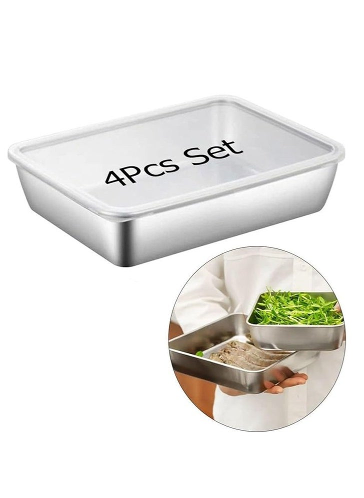 Blueland Crisper Boxes with Lid, Portable Food Container, Fridge Storage Bins, Stainless Steel Baking Pan, Vegetable Fruit Sushi Containers, Large Lunch Sealed Bowl for home office school & picnic  - Image 5